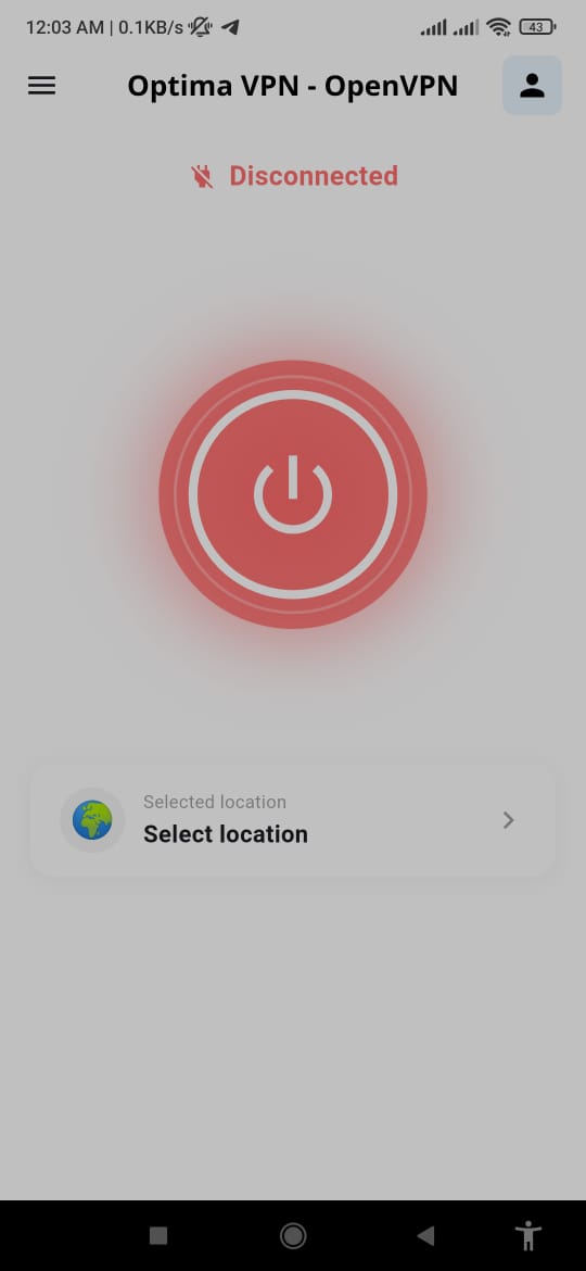OptimaVPN App Interface Screen 5